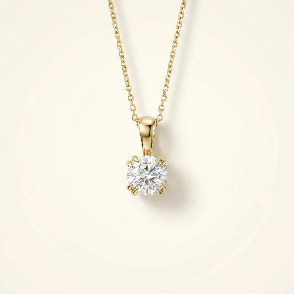 A .4ct colorless round diamond on a yellow gold pendant, custom-designed by Eterneva to honor the remarkable Karsten.
