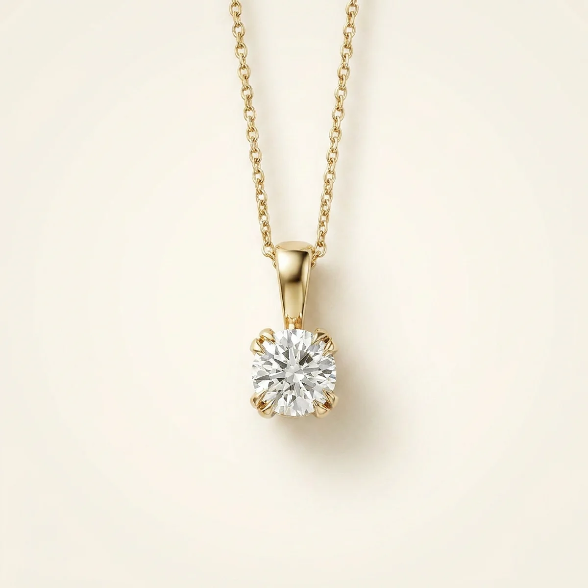 A .4ct colorless round diamond on a yellow gold pendant, custom-designed by Eterneva to honor the remarkable Karsten.