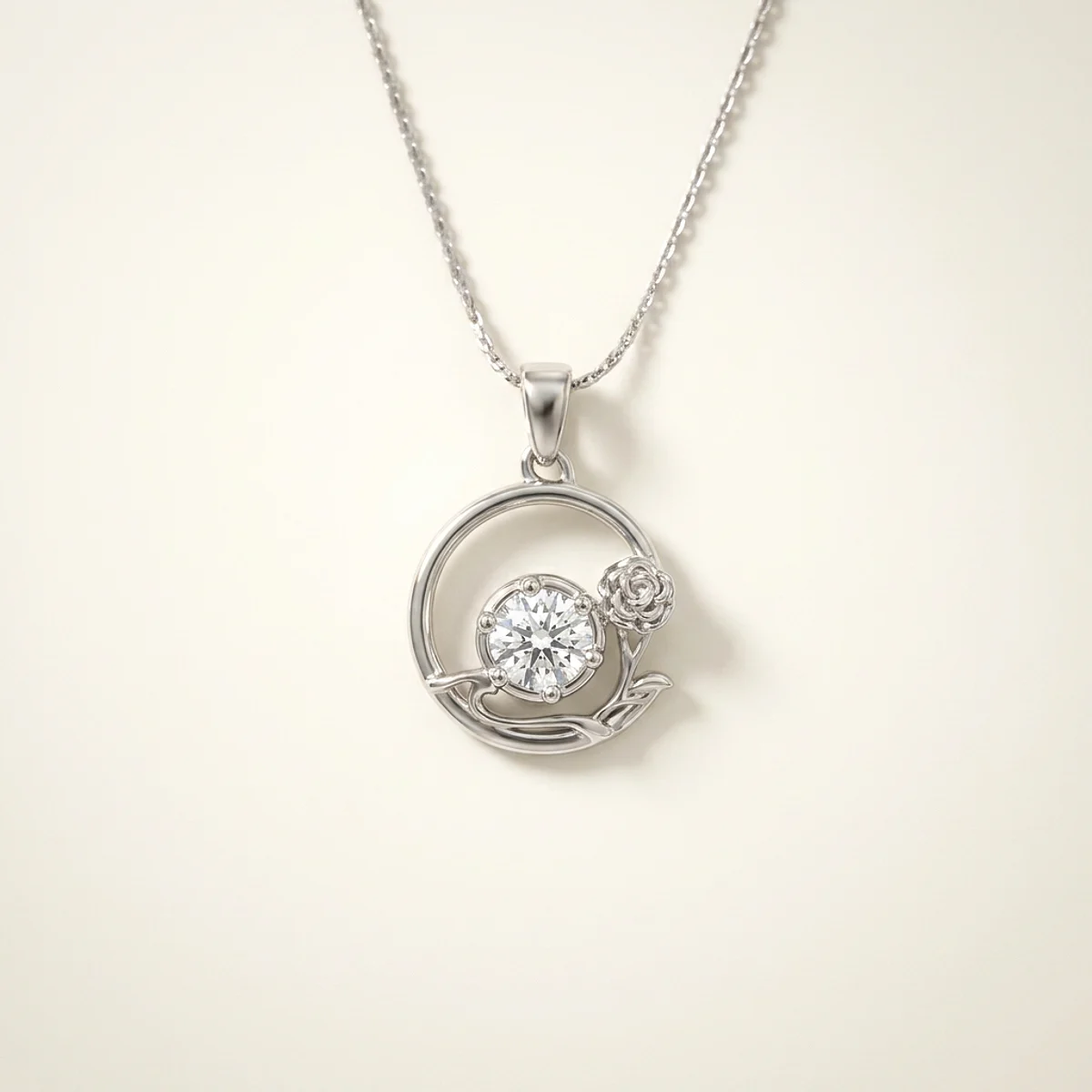 A .5ct colorless round diamond on a platinum pendant, custom-designed by Eterneva to honor the remarkable Jerry.