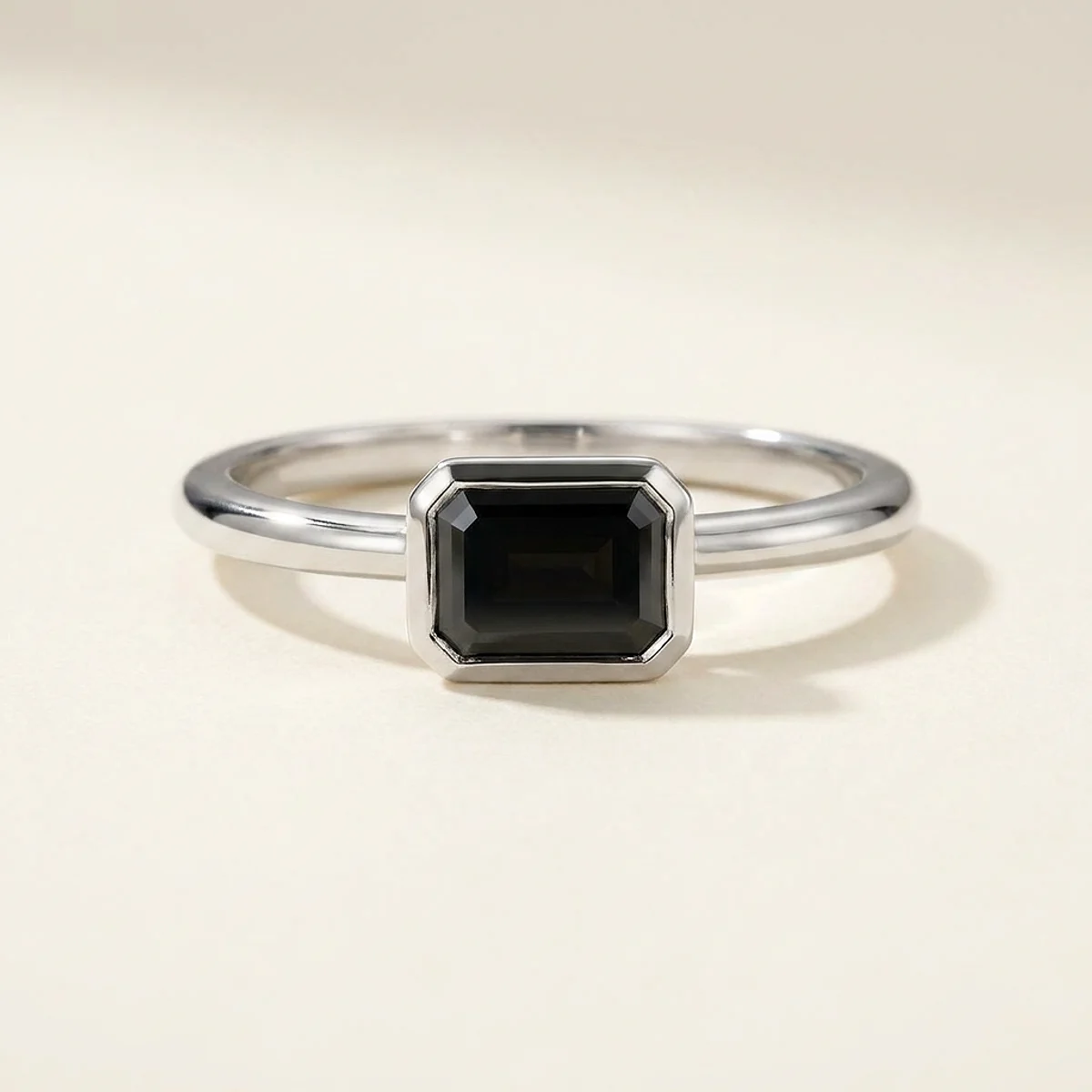 A .75ct black emerald diamond on a white gold ring, custom-designed by Eterneva to honor the remarkable Kingston.