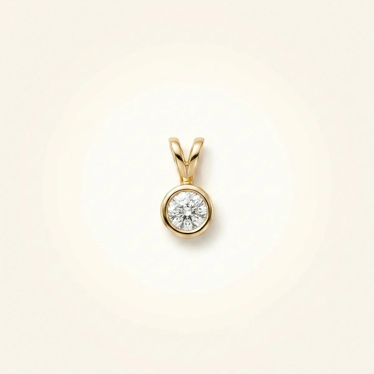 A .25ct colorless round diamond on a yellow gold pendant, custom-designed by Eterneva to honor the remarkable Karma.