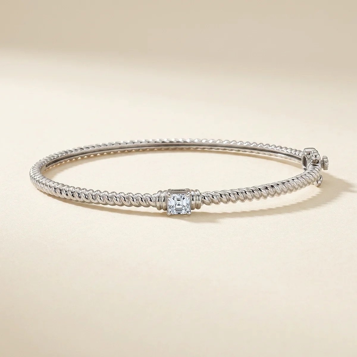 A .25ct blue asscher diamond on a white gold bracelet, custom-designed by Eterneva to honor the remarkable Brian.