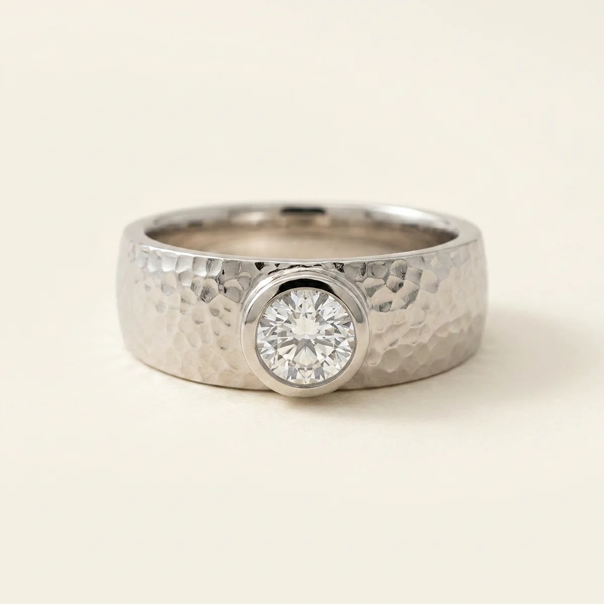 A .75ct colorless round diamond on a platinum ring, custom-designed by Eterneva to honor the remarkable Tank.
