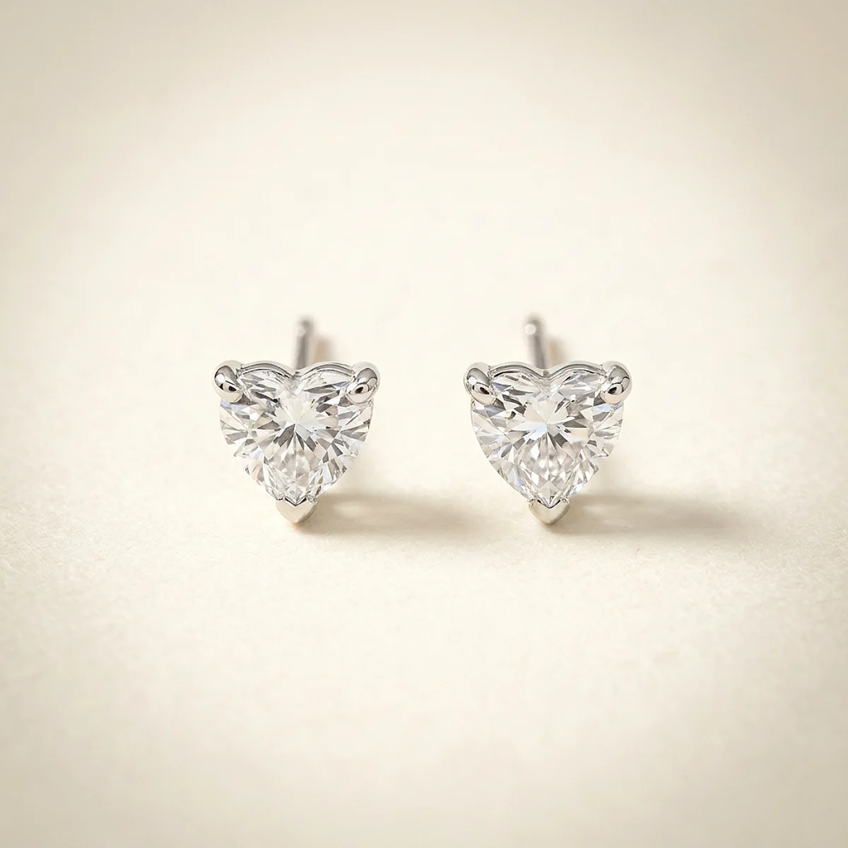 A .5ct colorless heart diamond on platinum earrings, custom-designed by Eterneva to honor the remarkable Kylie.
