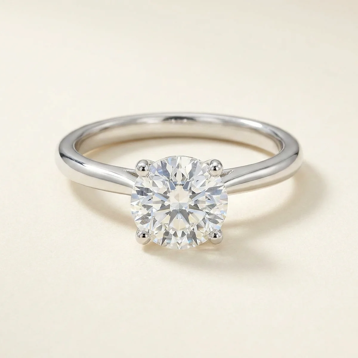 A 1ct colorless round diamond on a white gold ring, custom-designed by Eterneva to honor the remarkable Kim.