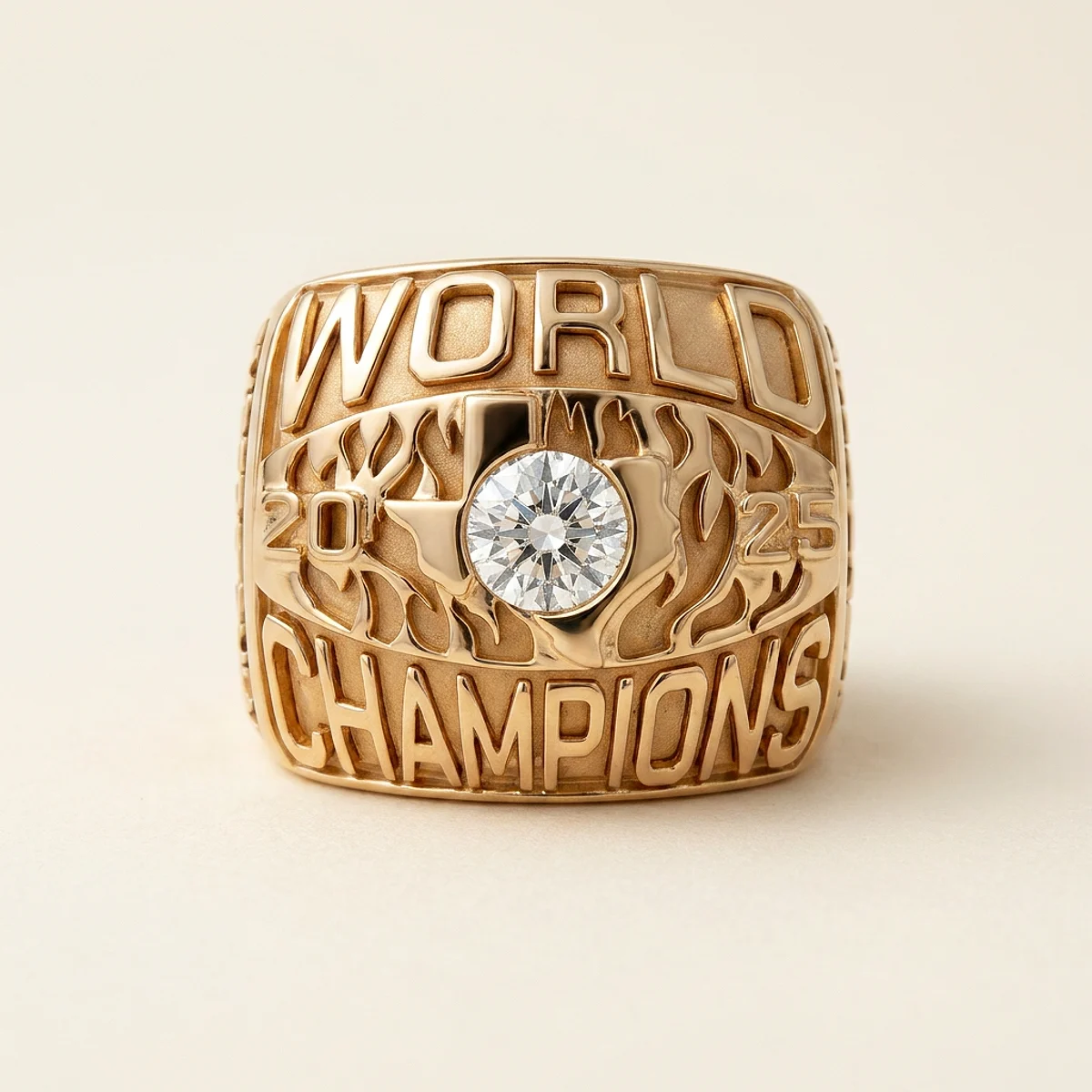 A .5ct colorless round diamond on a yellow gold ring, custom-designed by Eterneva to honor the remarkable BBQ.