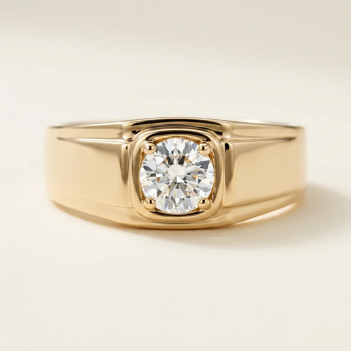 A .75ct colorless round diamond on a yellow gold ring, custom-designed by Eterneva to honor the remarkable Beth.