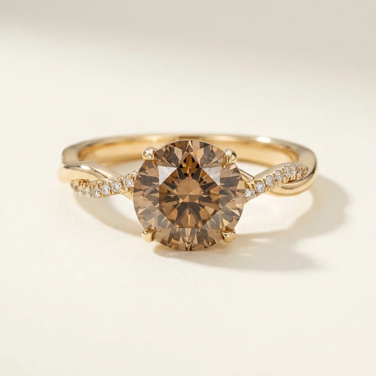 A 3ct yellow round diamond on a yellow gold ring, custom-designed by Eterneva to honor the remarkable Jean.