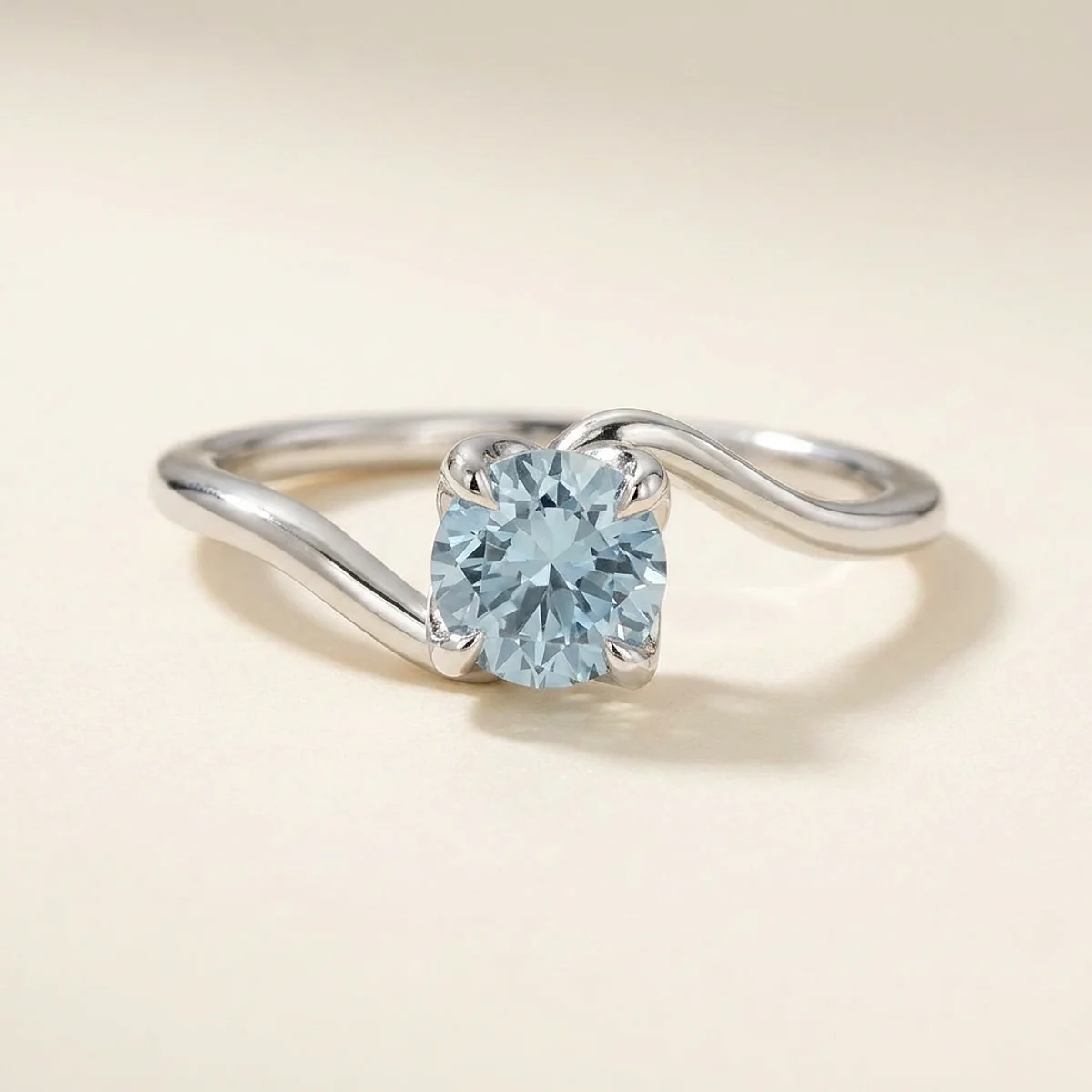A .5ct blue round diamond on a white gold ring, custom-designed by Eterneva to honor the remarkable Kyle.