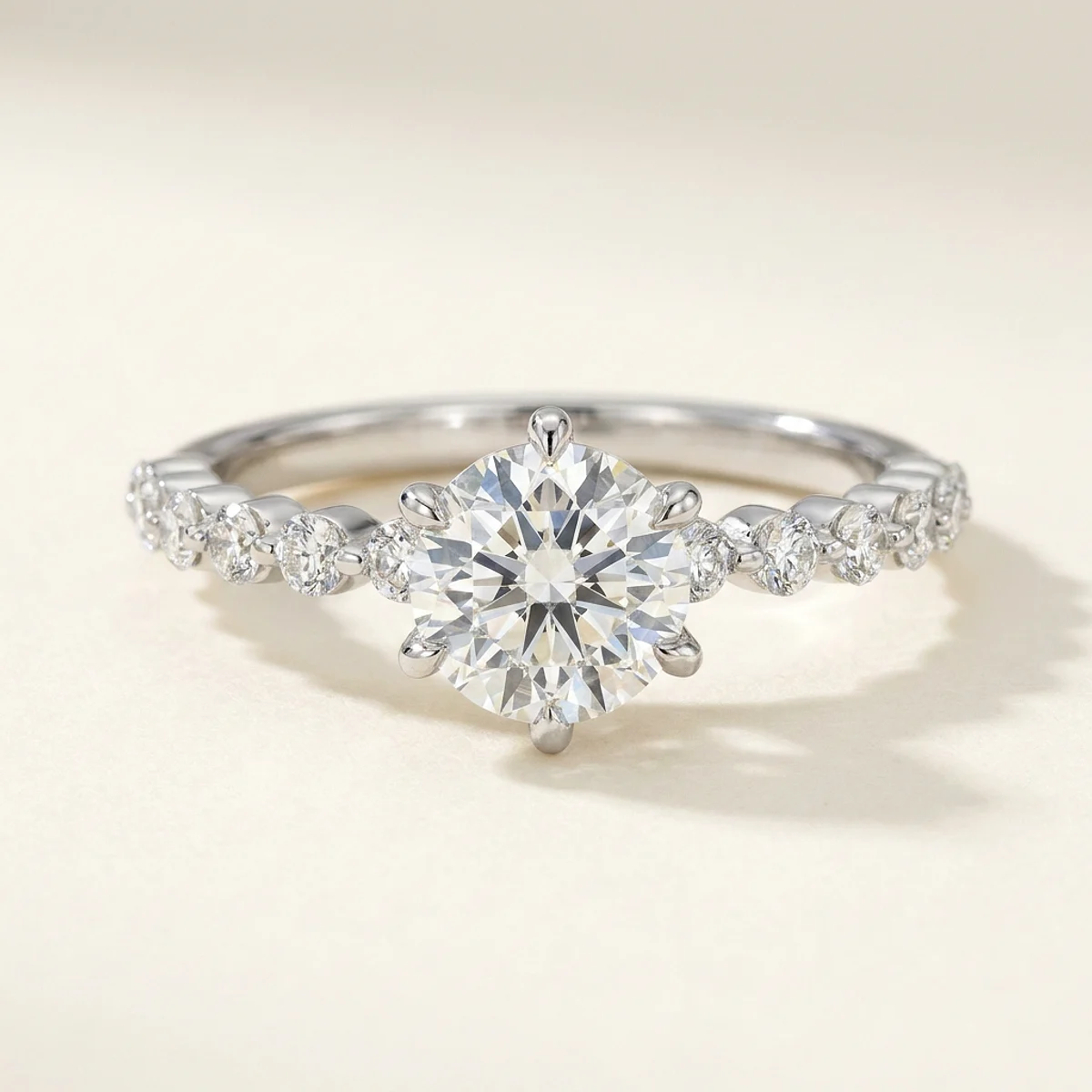 A 1ct colorless round diamond on a white gold ring, custom-designed by Eterneva to honor the remarkable John.