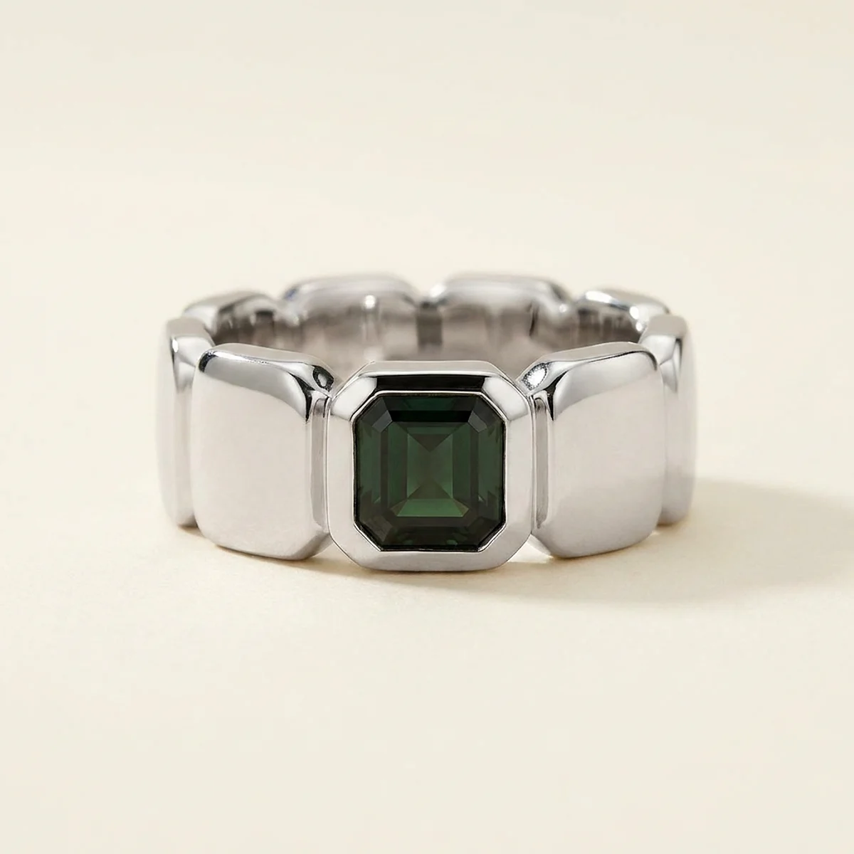 A .5ct black asscher diamond on a platinum ring, custom-designed by Eterneva to honor the remarkable Jason.