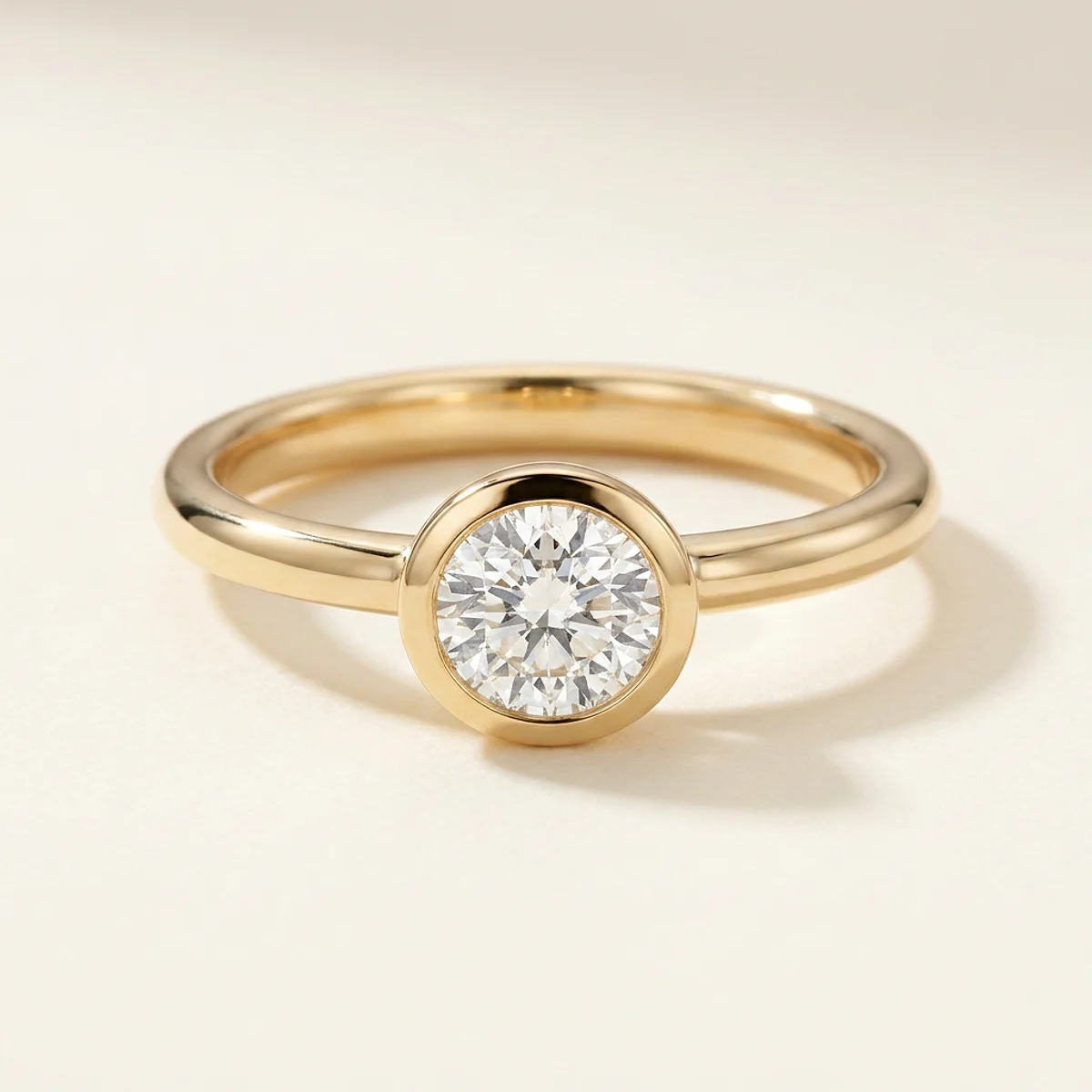 A .75ct colorless round diamond on a yellow gold ring, custom-designed by Eterneva to honor the remarkable John.