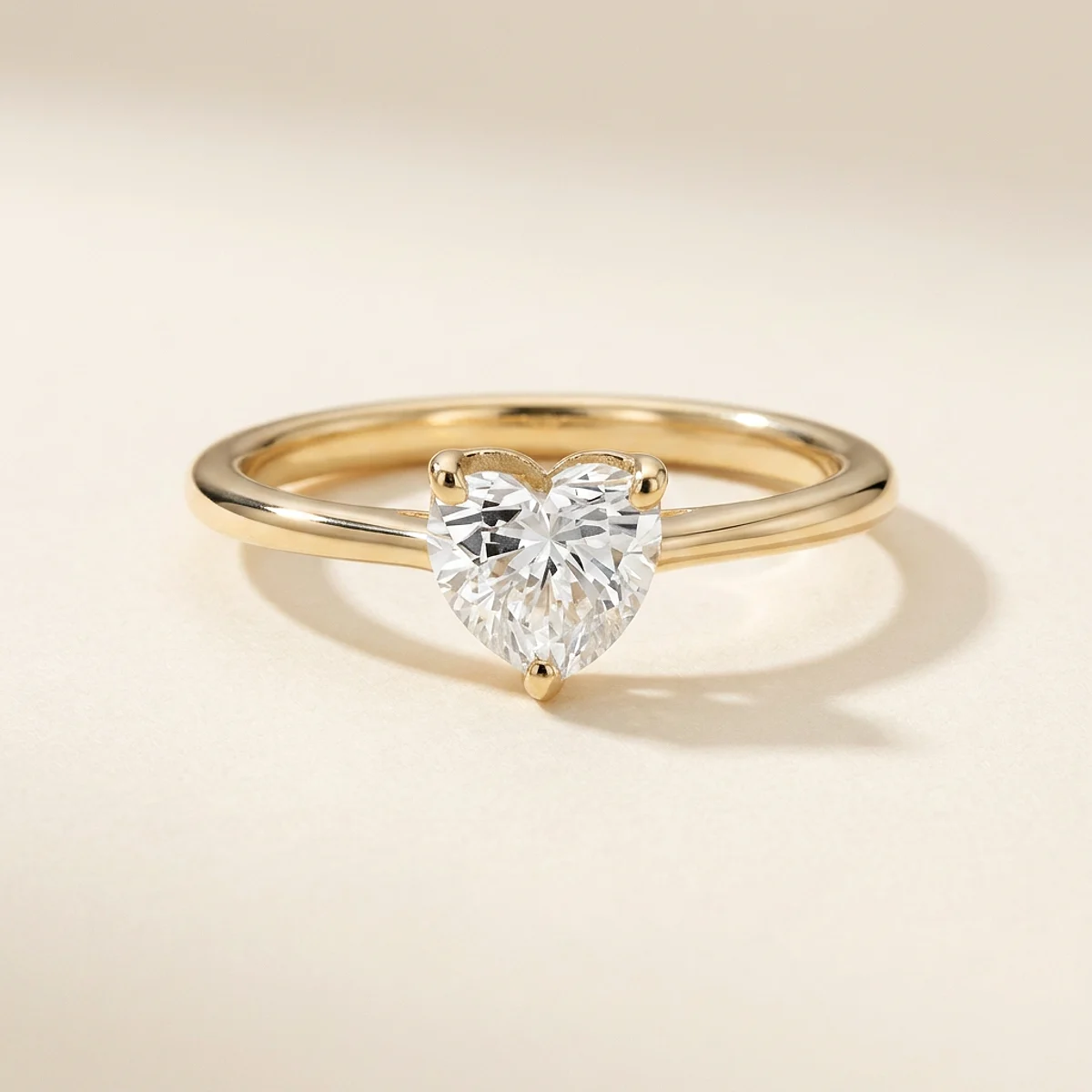 A .75ct colorless heart diamond on a yellow gold ring, custom-designed by Eterneva to honor the remarkable Kenden.
