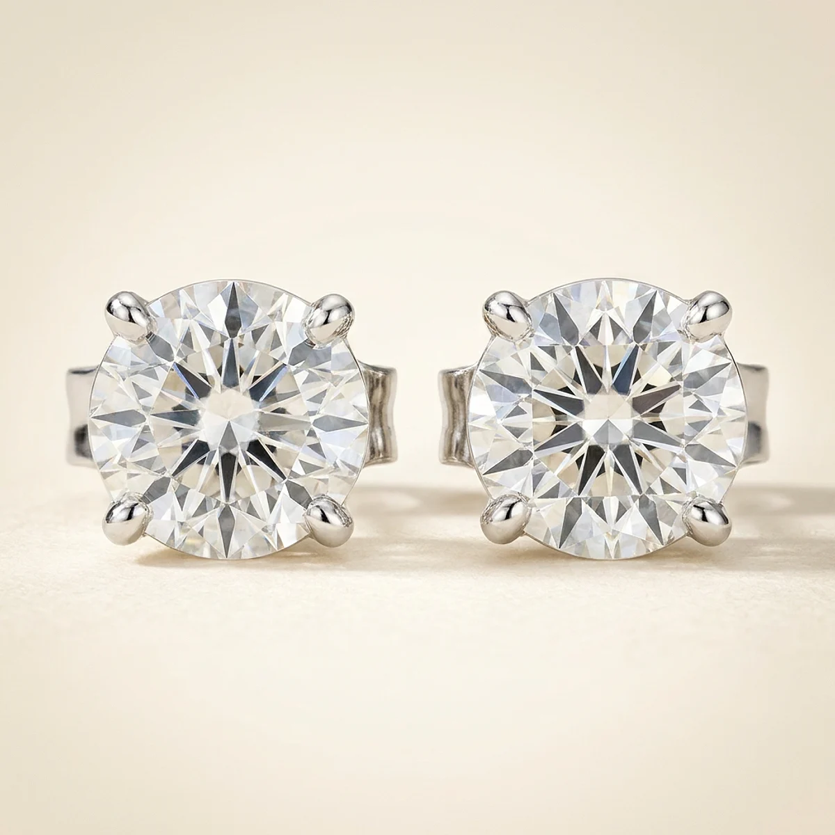 A 1ct colorless round diamond on white gold earrings, custom-designed by Eterneva to honor the remarkable Michael.