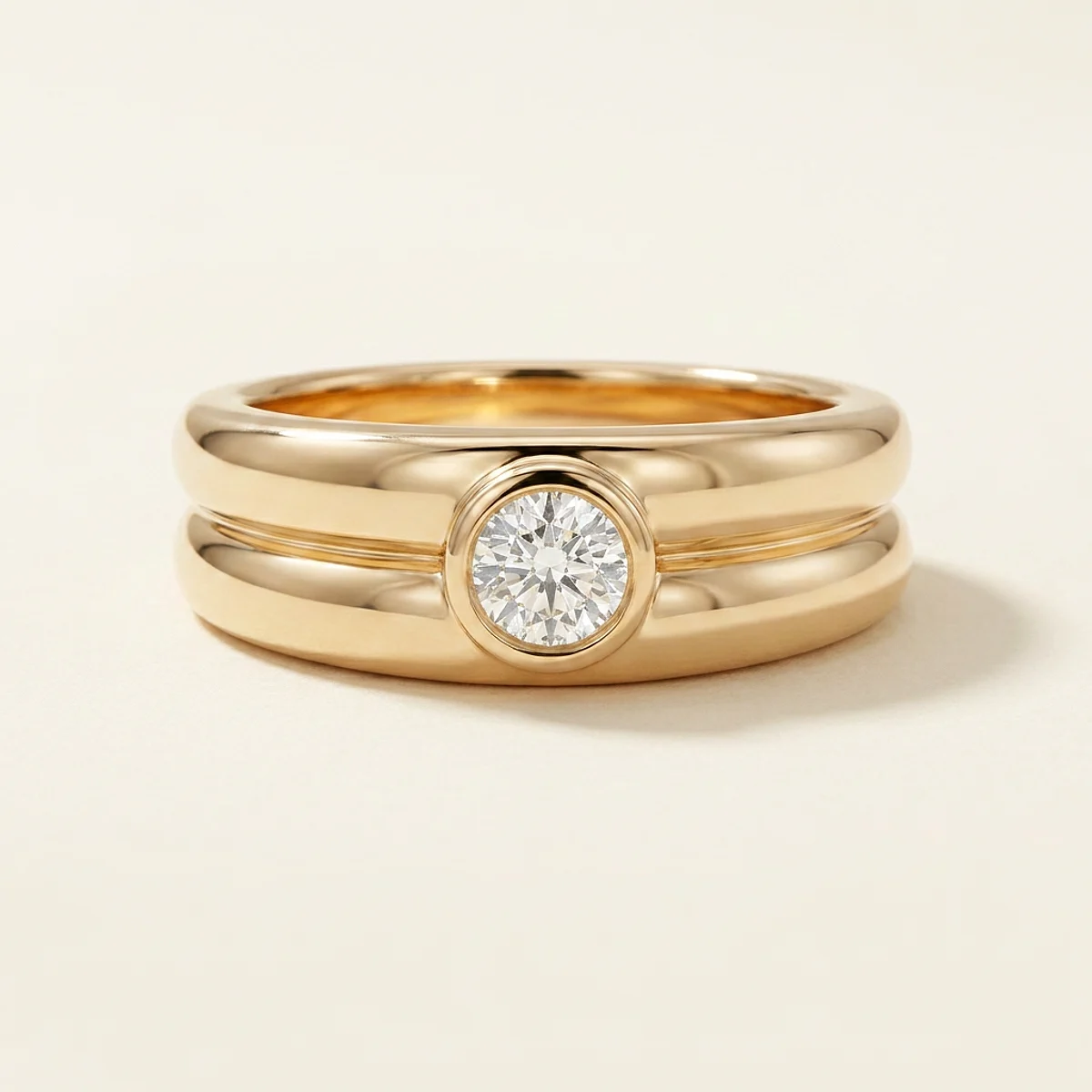 A .25ct colorless round diamond on a yellow gold ring, custom-designed by Eterneva to honor the remarkable Carrie.