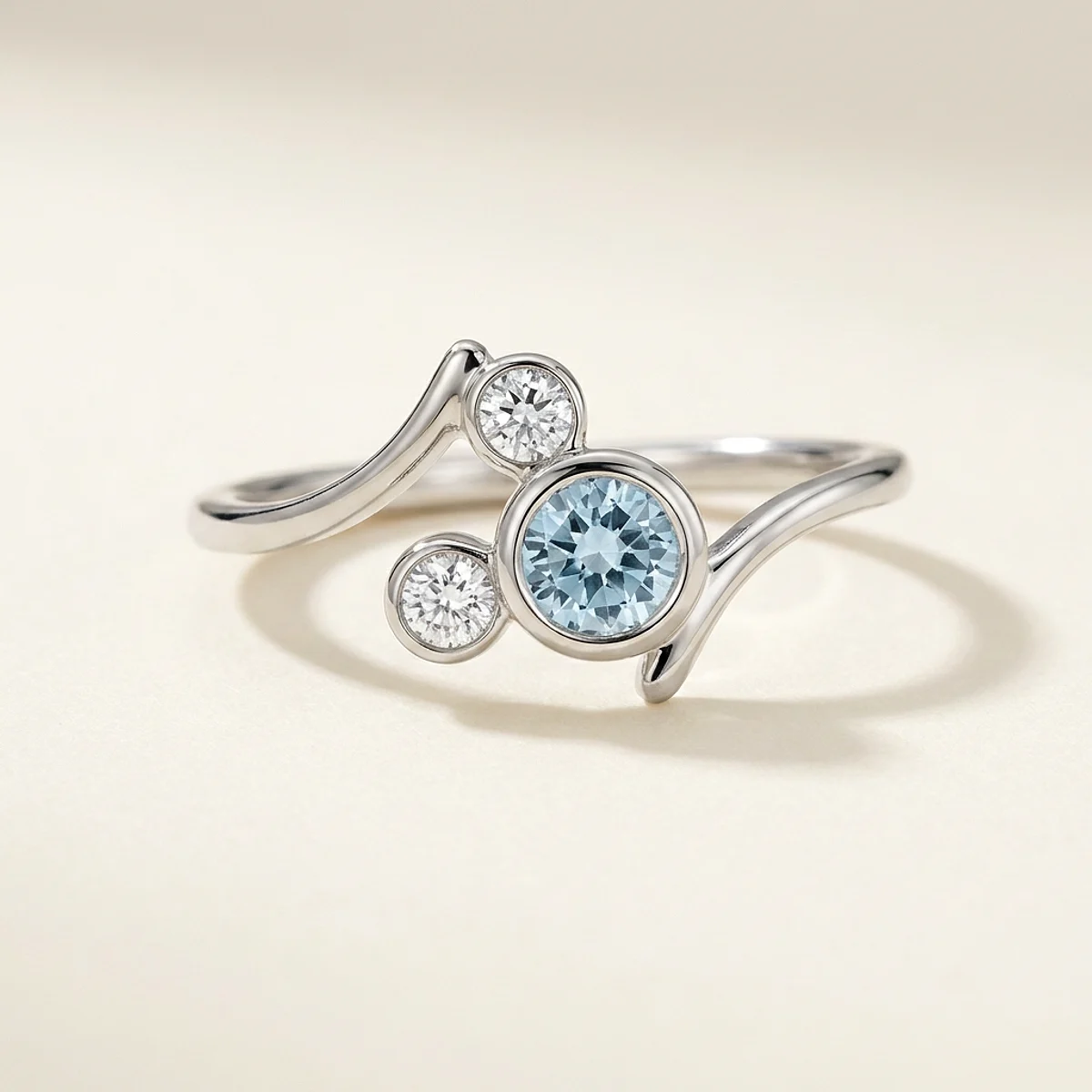 A .25ct blue round diamond on a white gold ring, custom-designed by Eterneva to honor the remarkable Lois.