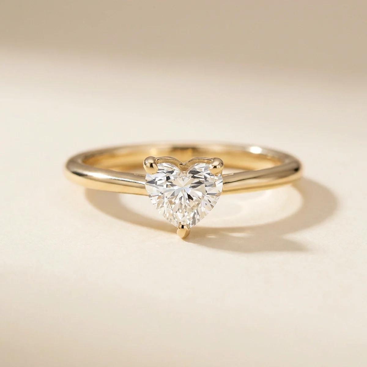 A .5ct colorless heart diamond on a yellow gold ring, custom-designed by Eterneva to honor the remarkable Lois.