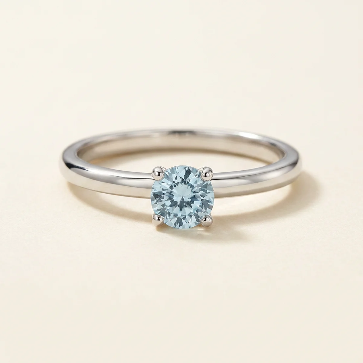 A .25ct blue round diamond on a white gold ring, custom-designed by Eterneva to honor the remarkable Vincent.