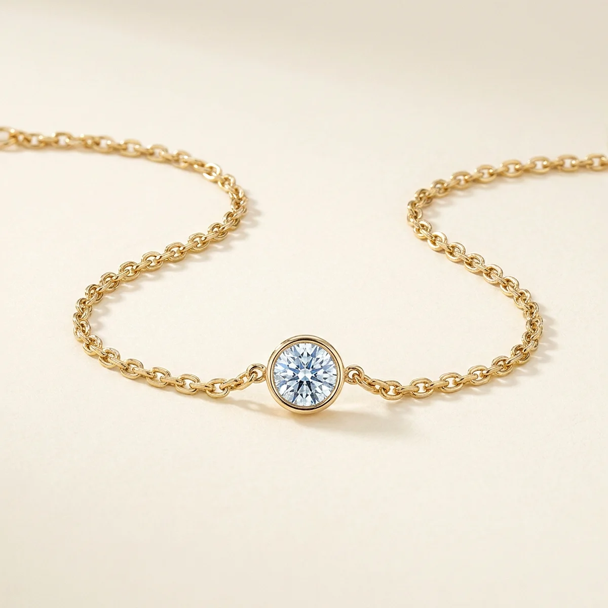 A .25ct blue round diamond on a yellow gold bracelet, custom-designed by Eterneva to honor the remarkable Aidan.