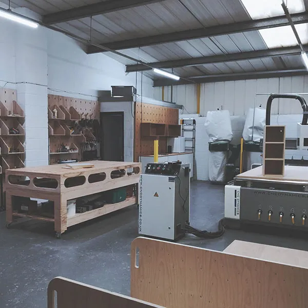 View of Plyko kitchen workshop