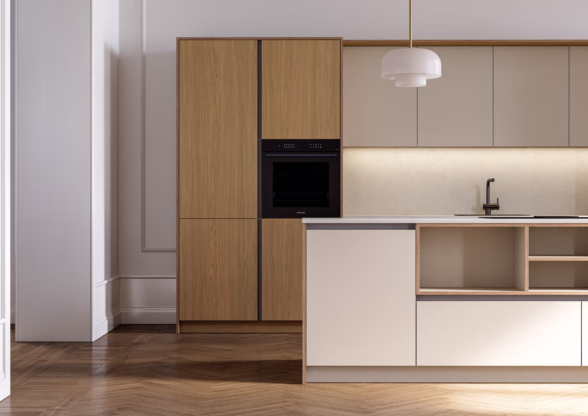Grey melamine birch plywood kitchen