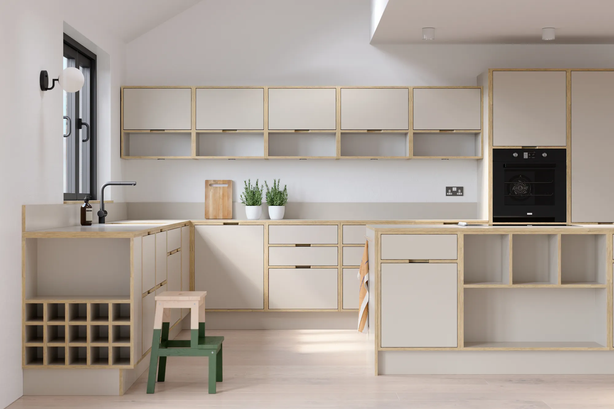 Birch plywood kitchen Formica Drawers