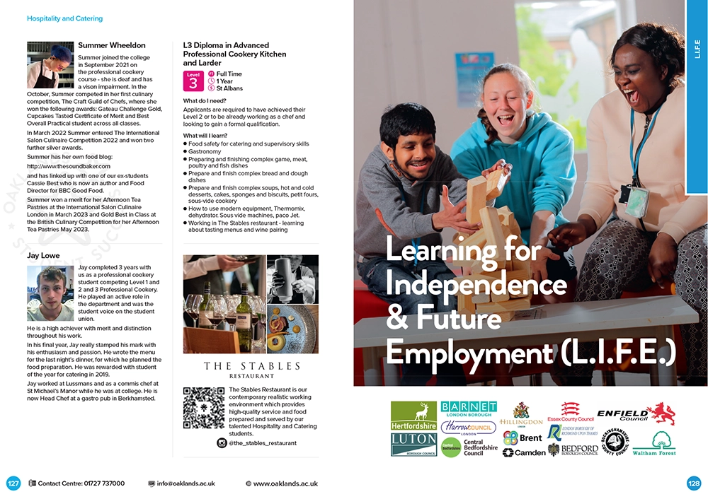Oaklands College Prospectus Spread