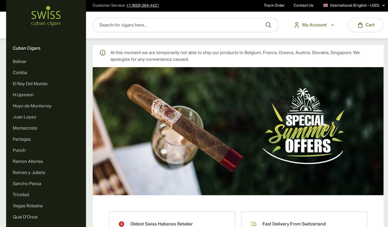 SwissCubanCigars, an eCommerce website