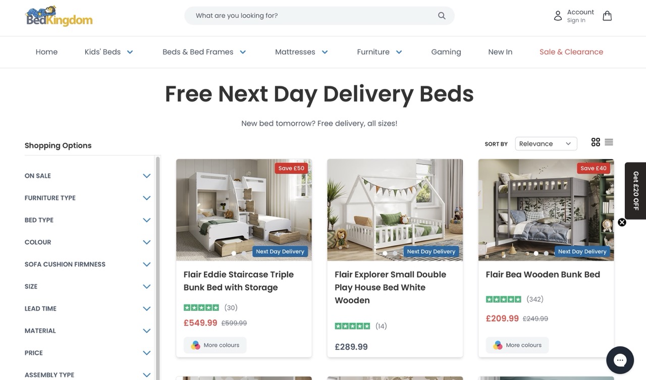 Bed Kingdom, an eCommerce selling luggages