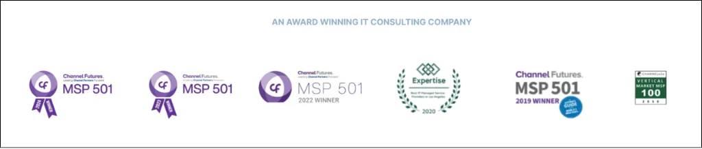  awards, certifications, or associations with well-known companies