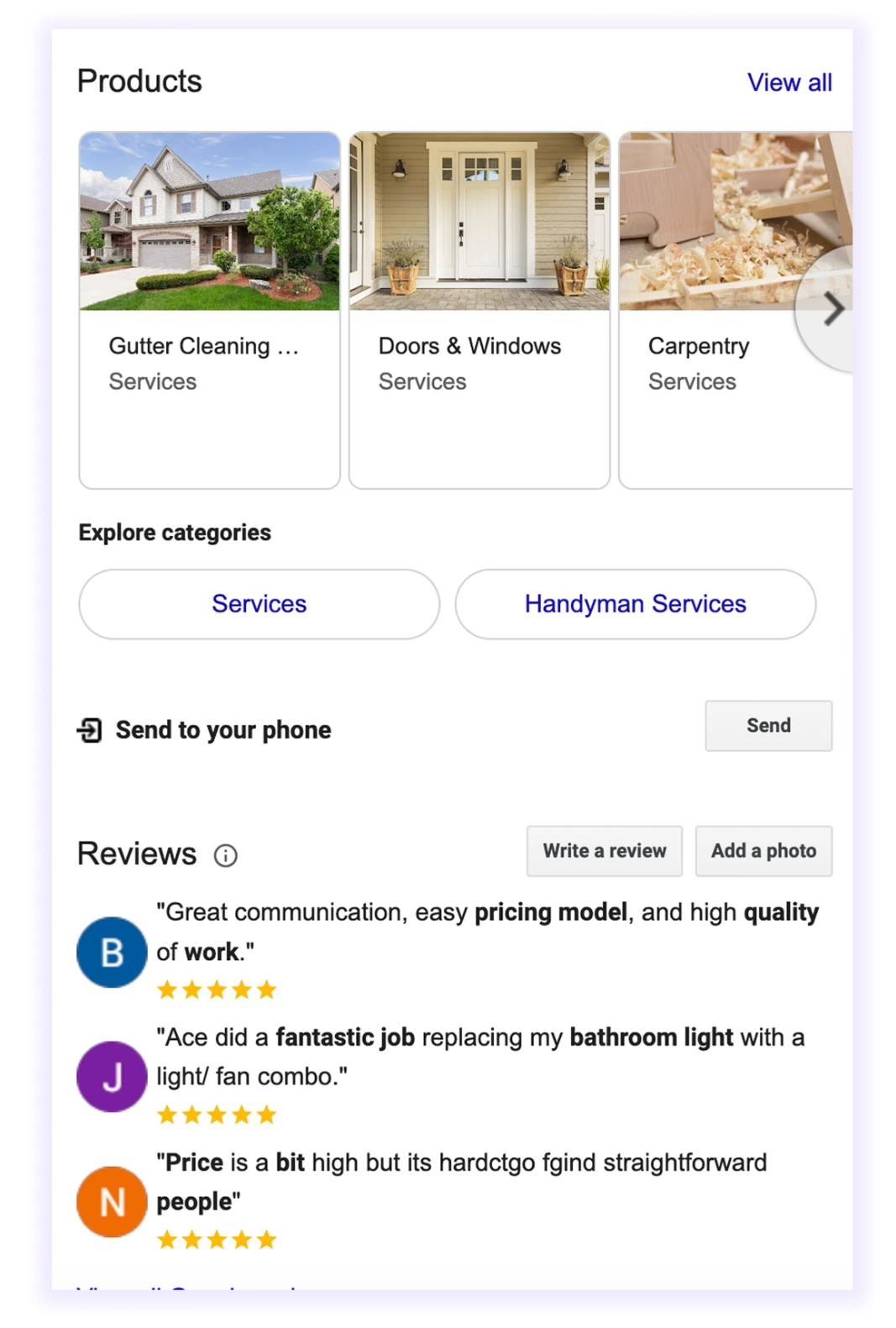 Google Business profile service for Home service SEO