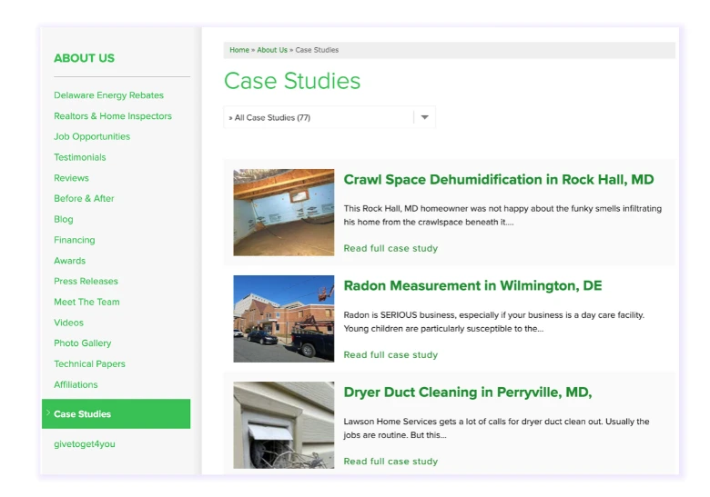 Case Studies for Home service SEO
