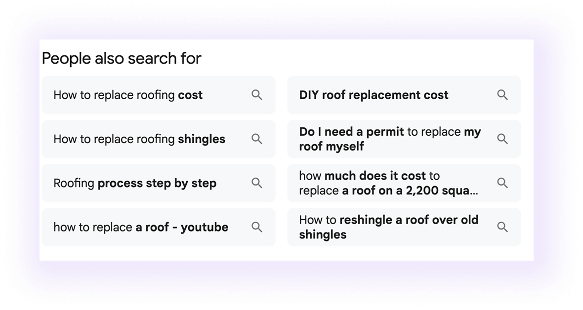People Also Ask for roofing services seo
