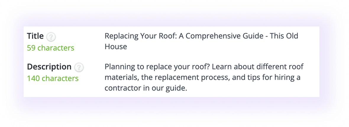 title and description for roofing services seo