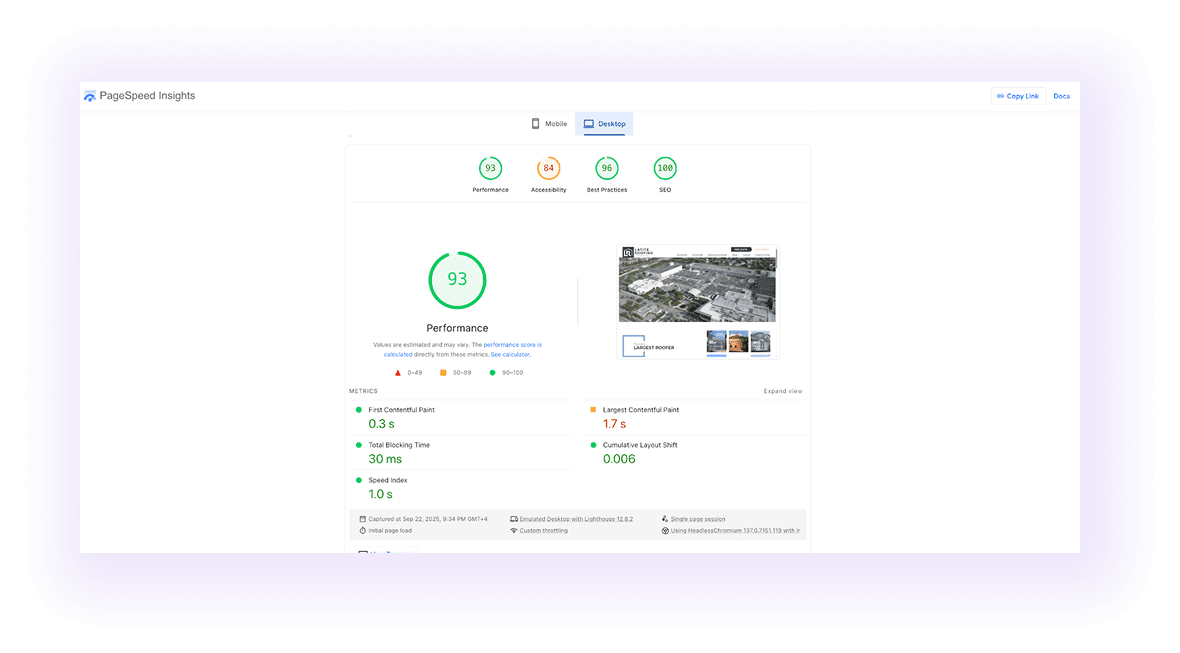 Core Web Vitals for roofing serice seo