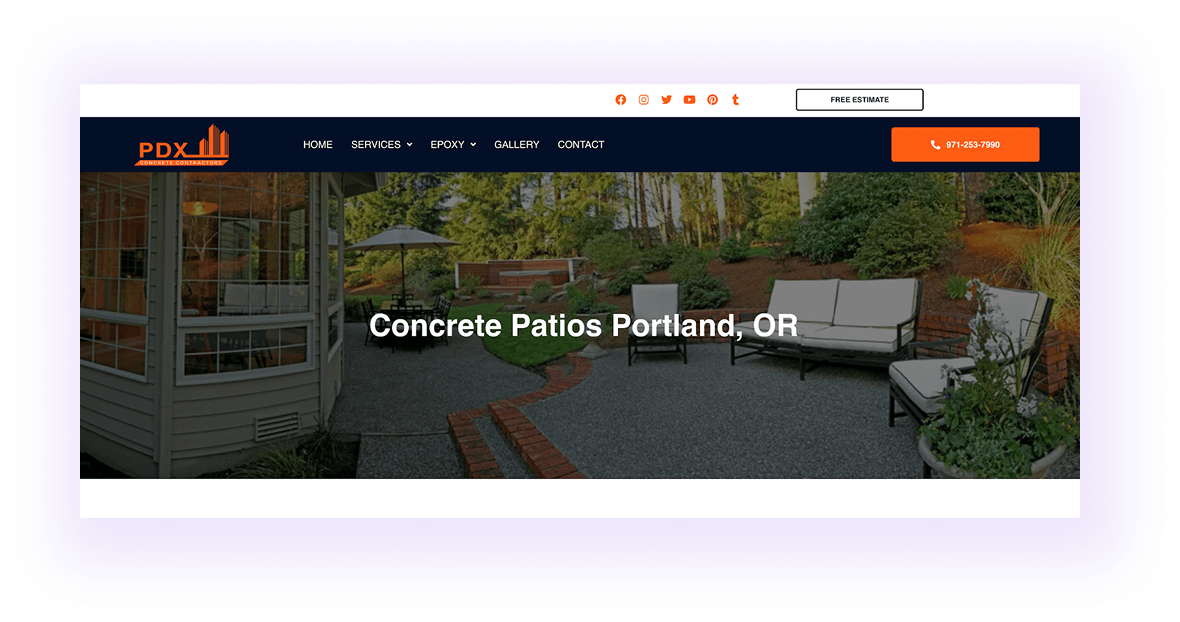 Optimized contractor homepage