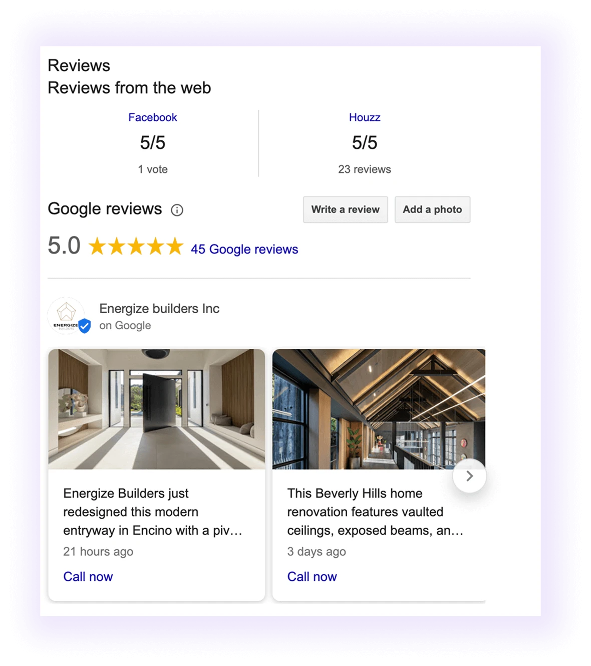 google rating for contractores seo