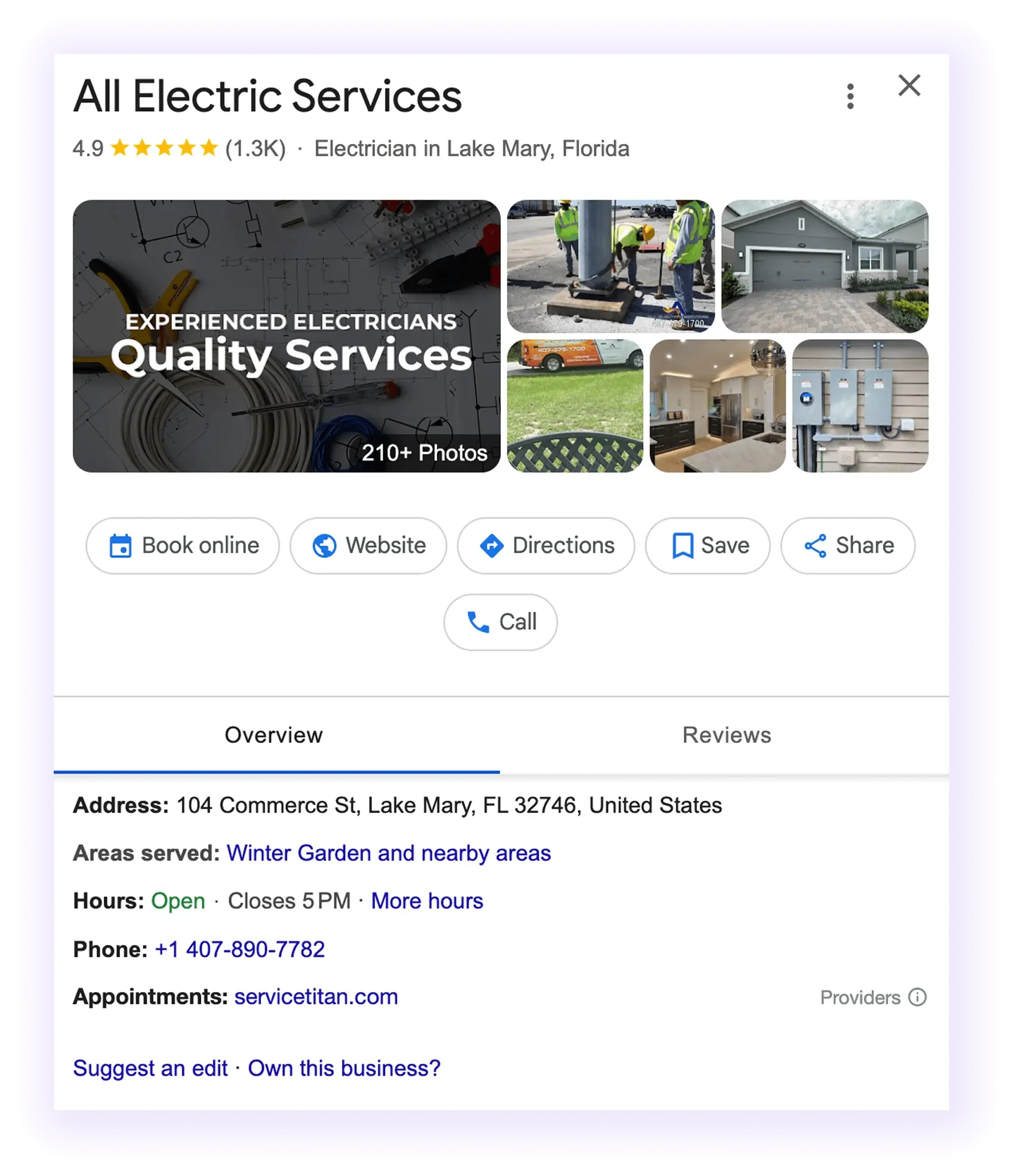 google business profile for Electrician SEO