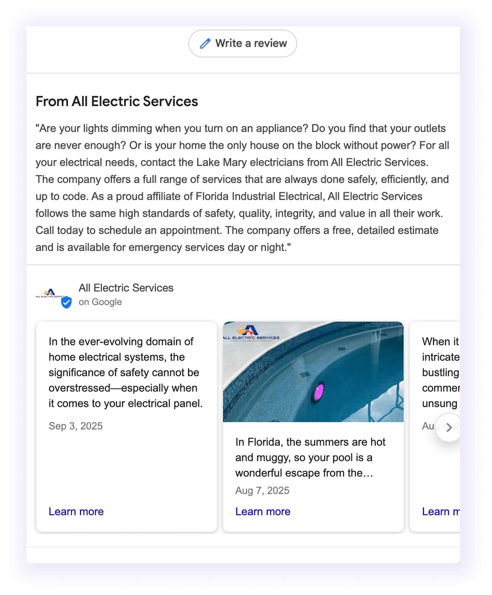 google updates for electricians SEO