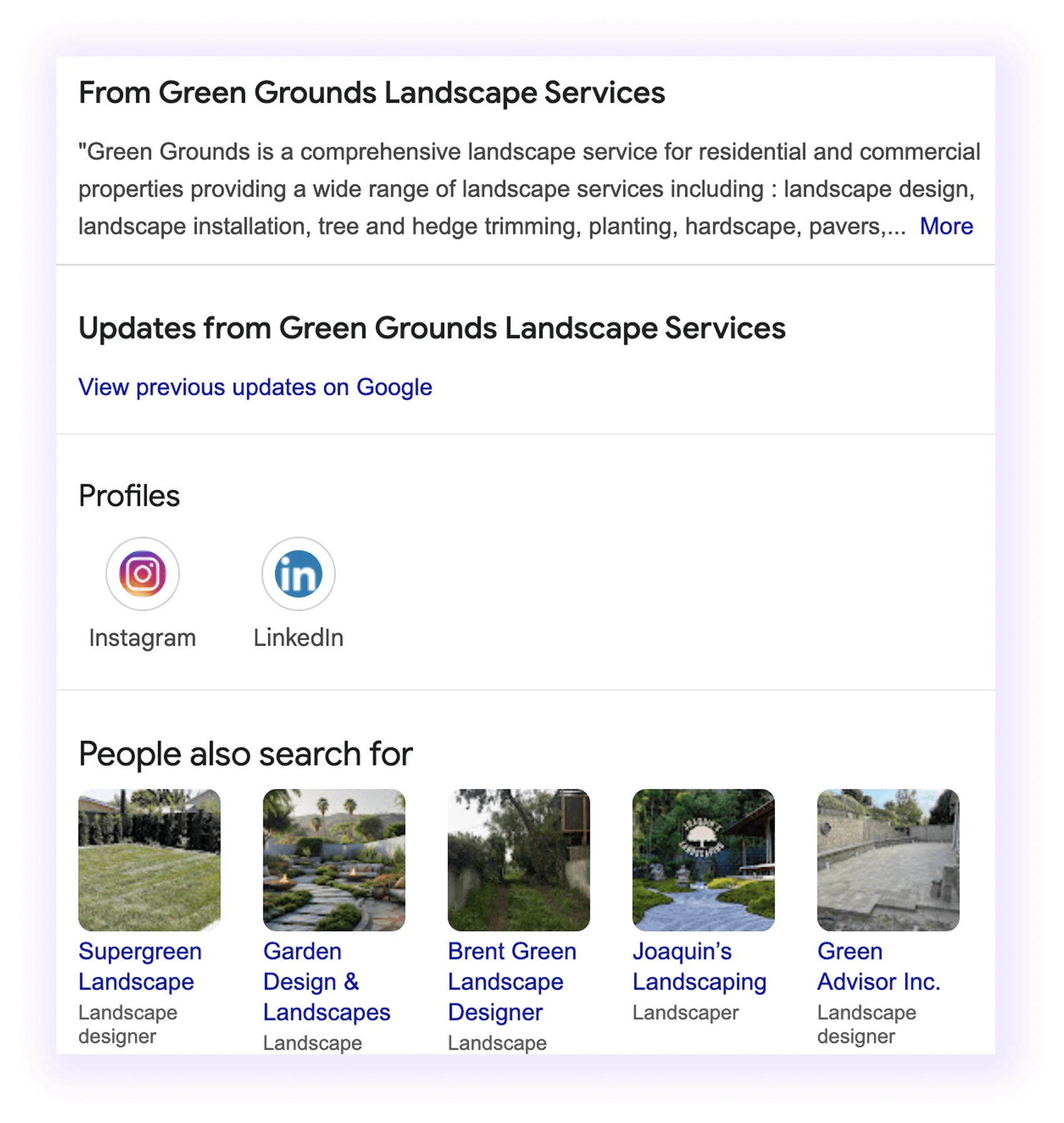 GBP of a landscaping SEO
