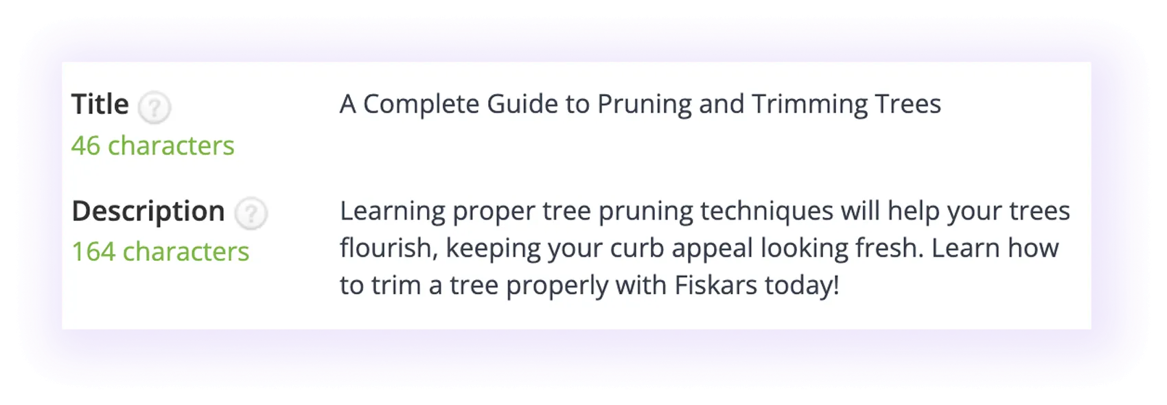 optimized meta data for landscaper SEO