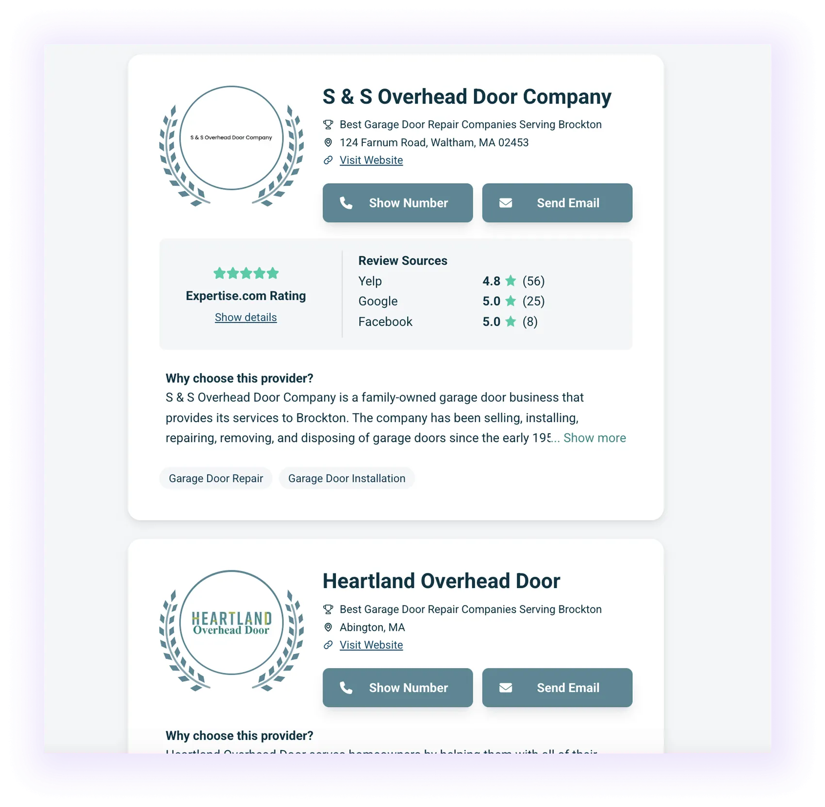 Directory listings -  link building SEO for garage door companies