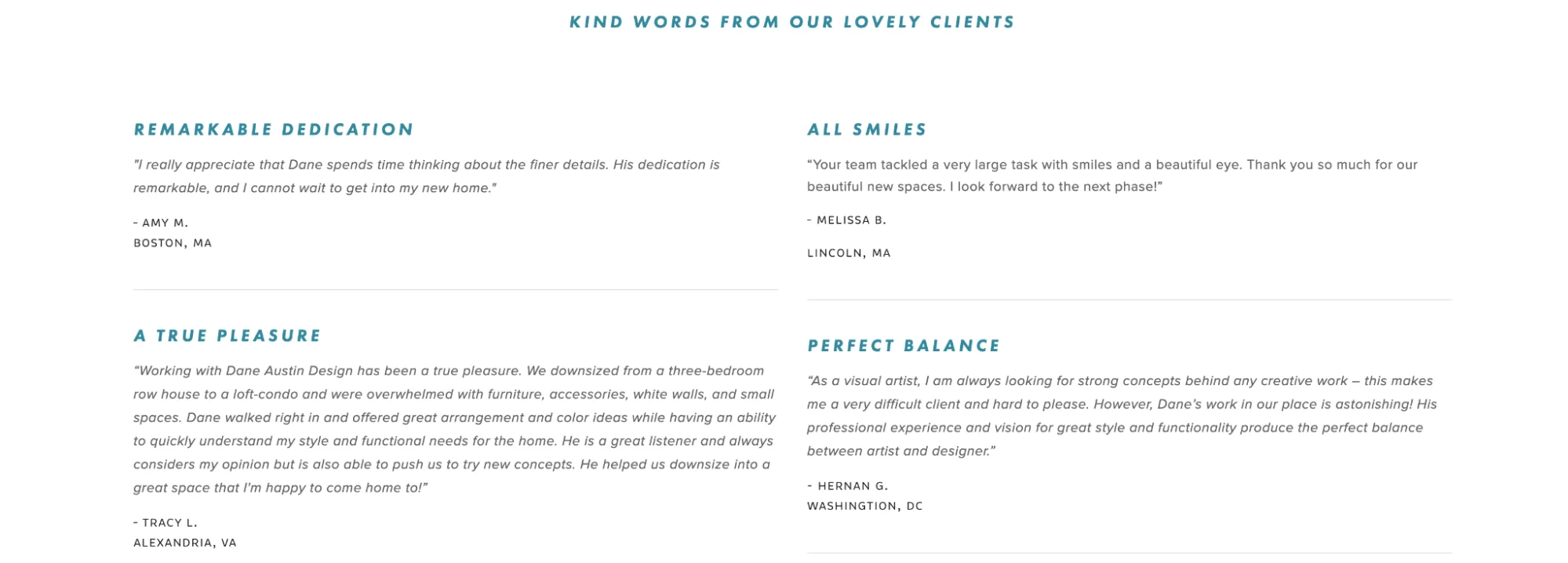 Client Testimonials for Interior Design SEO