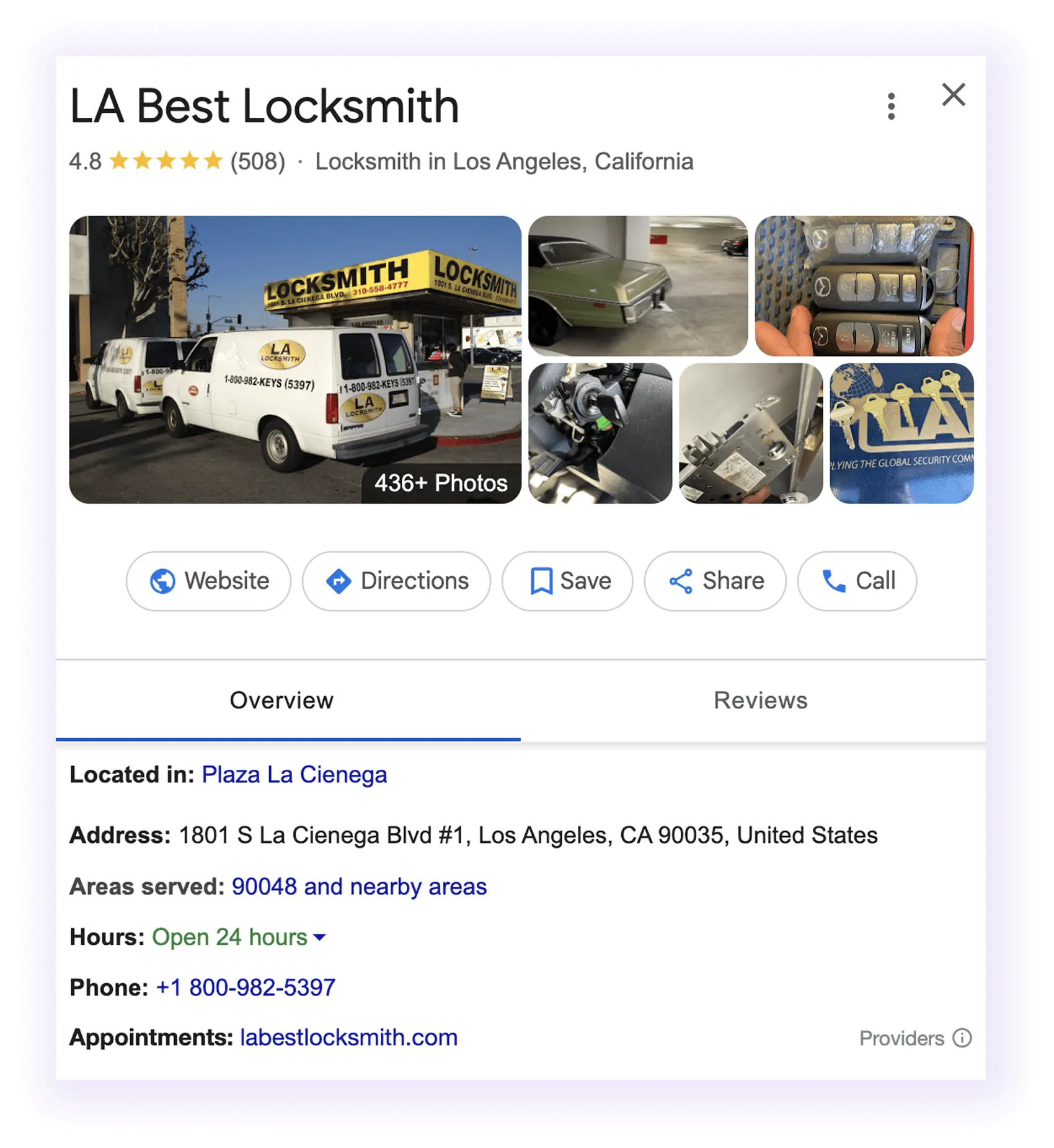 fully optimized Google Business Profile for a locksmith company