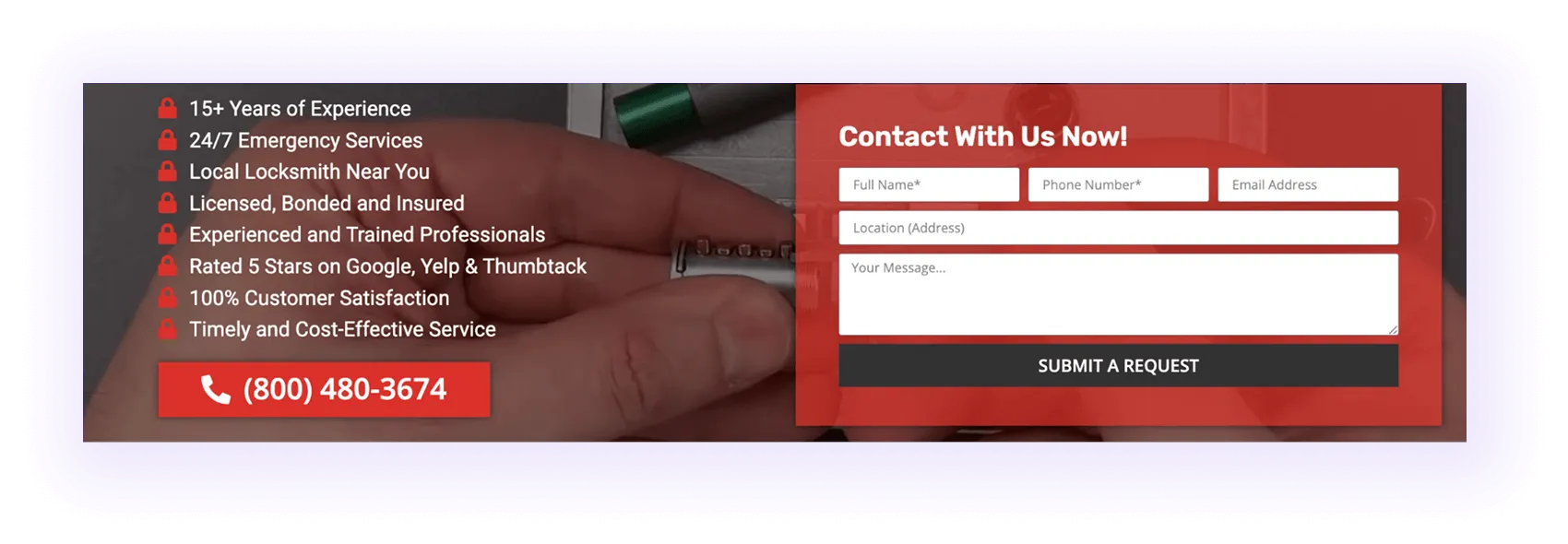 Contact information for locksmith services