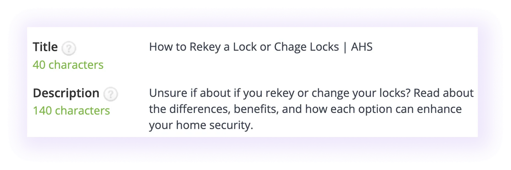 well optimized title and description for Locksmith business