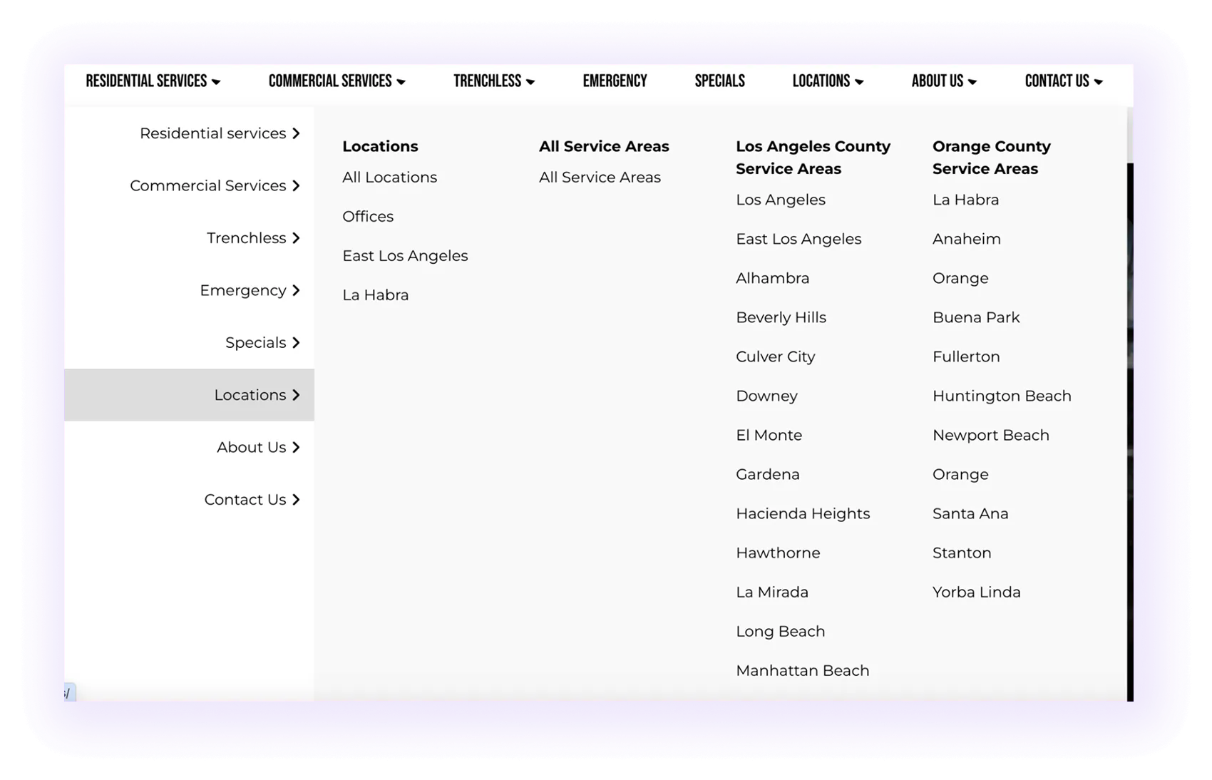 location pages for plumbing SEO