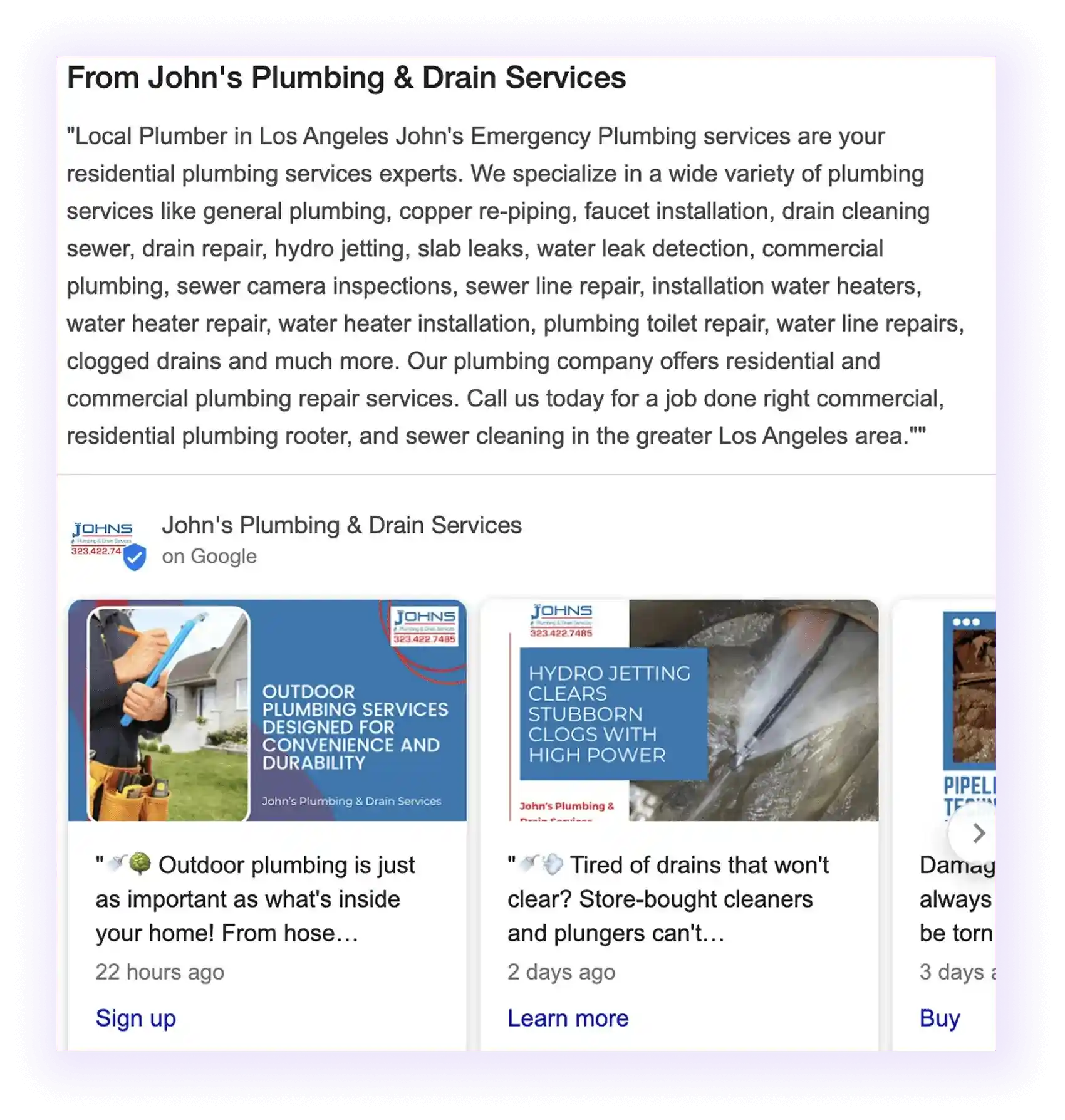 Google My Business account for Plumber SEO