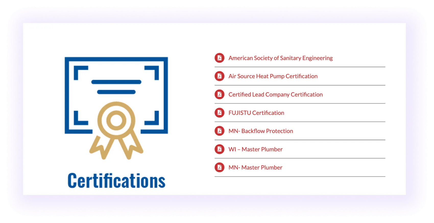 Credentials for Plumbing SEO