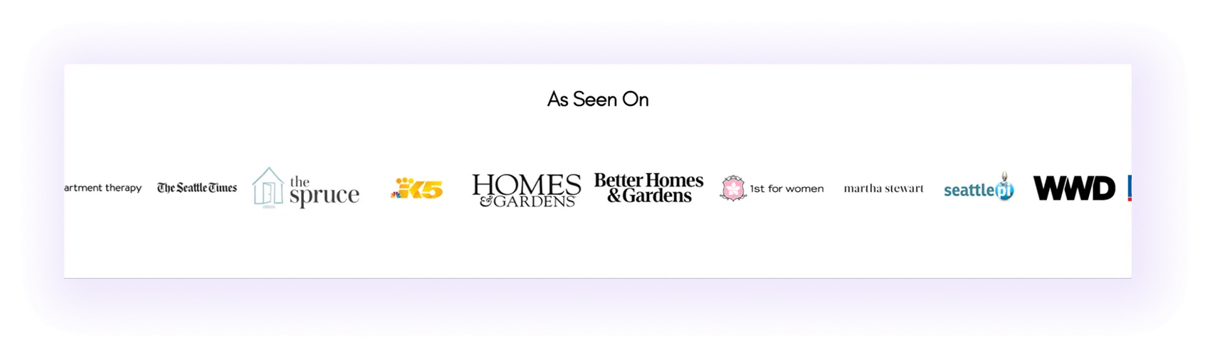 "Featured in" block on a cleaning services website